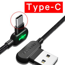 Load image into Gallery viewer, Right Angle LED Woven Charge Cable